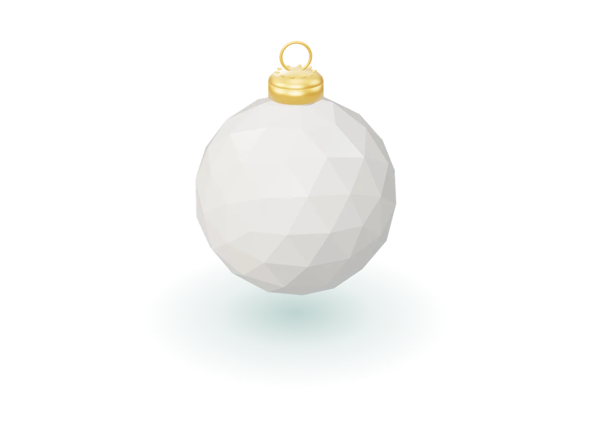 Rendu 3D de la boule de Noël Éclat en porcelaine blanche, taillée en facettes